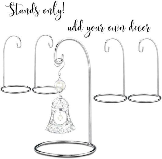 BANBERRY DESIGNS Ornament Display Stand - Set of 5 Silver Christmas Holders - Chrome Finished Metal 7-Inch Tall - Air Plant and Terrarium Stands Display Stands Hanging Hook Stands Home & Kitchen Home Décor Accents Home Décor Products