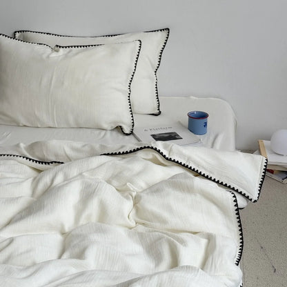 Textured Embroidered Edge Washed Cotton Bedding Set