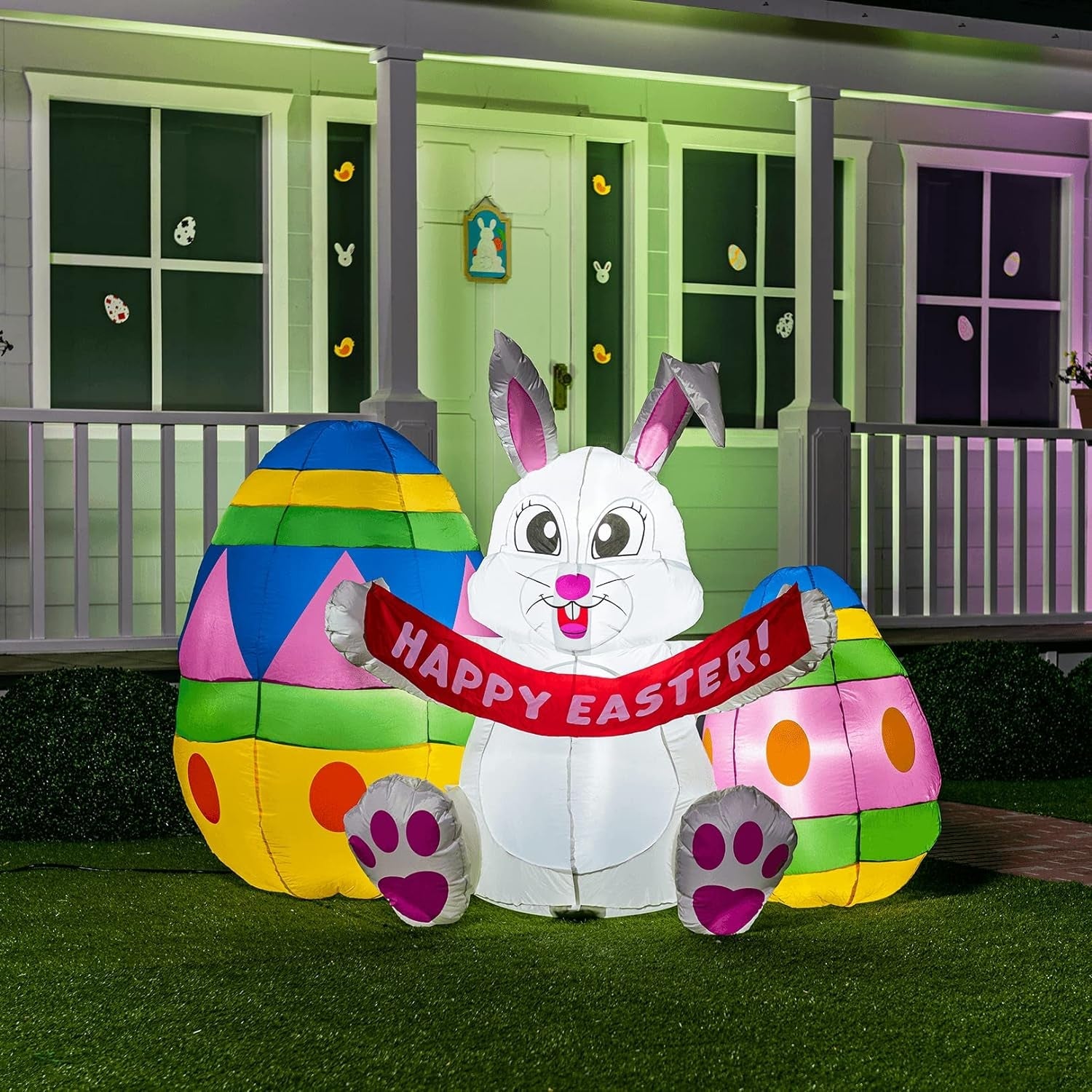 Joiedomi 6 FT Easter Inflatable Bunny & Eggs, Blow up Easter Decoration with Build-In LED Lights for Easter Party, Indoor, Outdoor, Yard, Garden, Lawn Décor Inflatable Yard Decorations Lawn & Garden Outdoor Décor Outdoor Holiday Decorations Patio