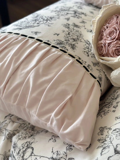 Ruffled Botanical Toile Washed Cotton Bedding Set