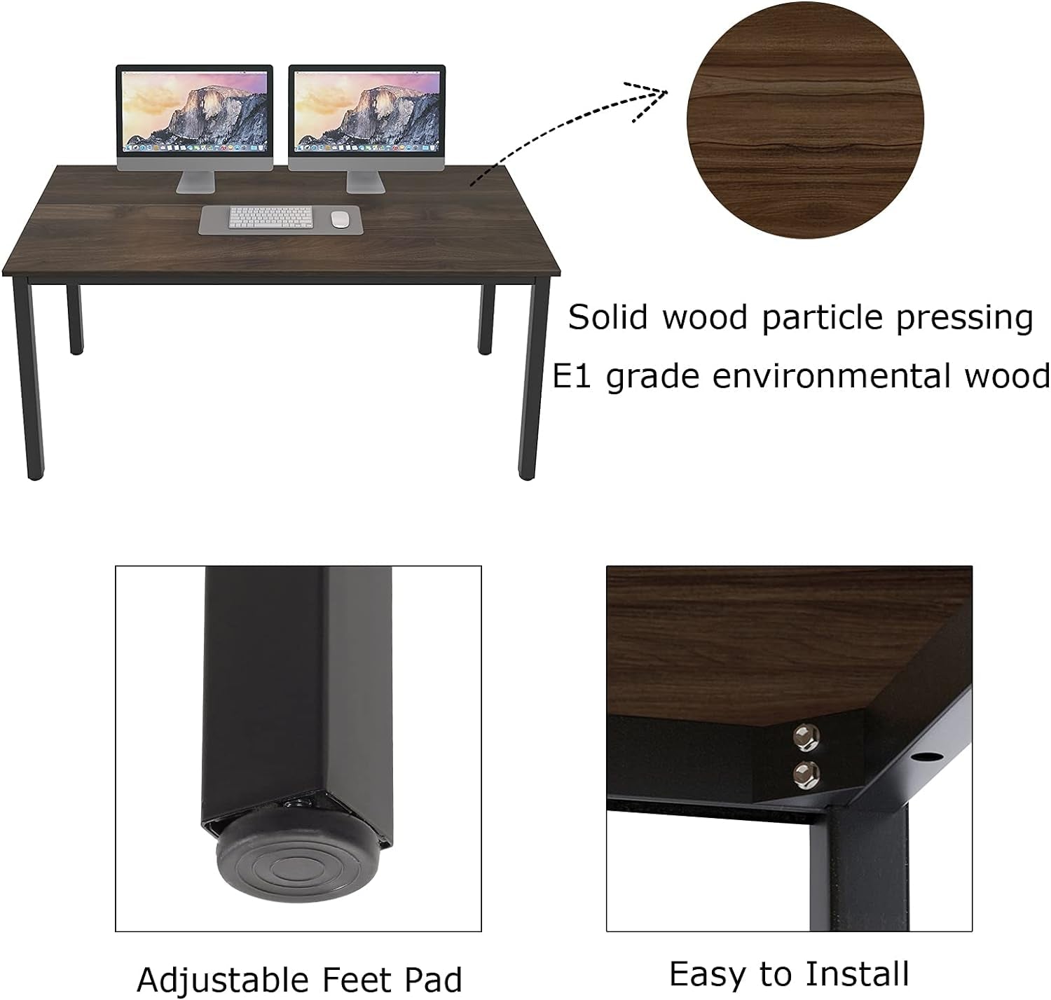 Dlandhome 47 Inches Medium Computer Desk, Composite Wood Board, Decent and Steady Home Office Desk/Workstation/Table, BS1-120BW Furniture Home & Kitchen Home Office Desks Home Office Furniture