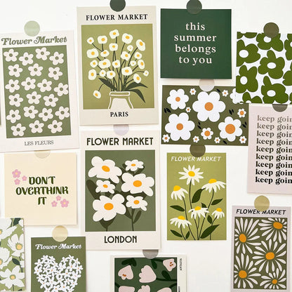 Matte Botanical Daisy & Quote Cardstock Wall Collage Kit