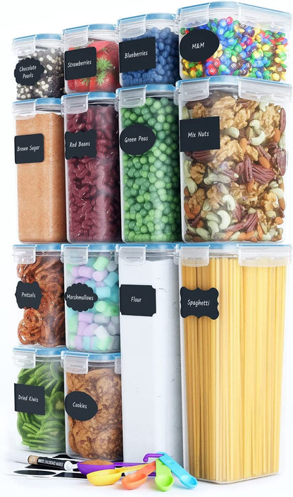 Chef'S Path Kitchen Storage Box – Set of 14 Airtight Food Containers – Kitchen and Pantry Organisation – Bpa-Free Plastic Food Storage Box – Labels, Marker and Spoons Container Sets Food Containers Food Storage Home & Kitchen Kitchen & Dining Storage & Organization