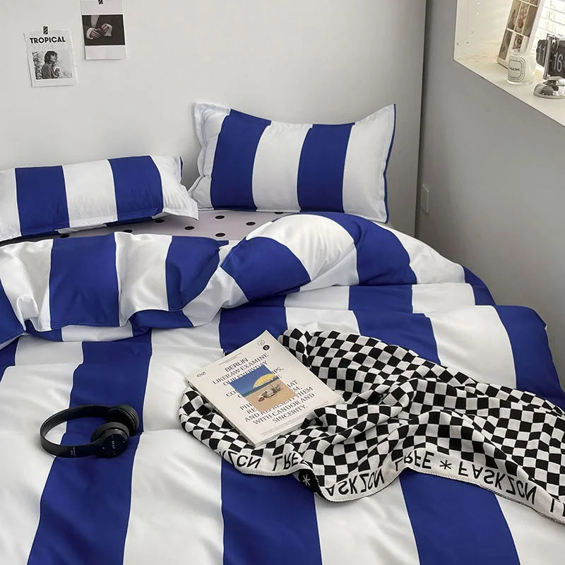 Soft Bold Stripe Cotton Bedding Set