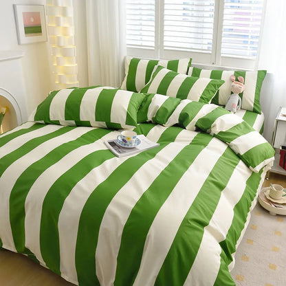 Soft Bold Stripe Cotton Bedding Set