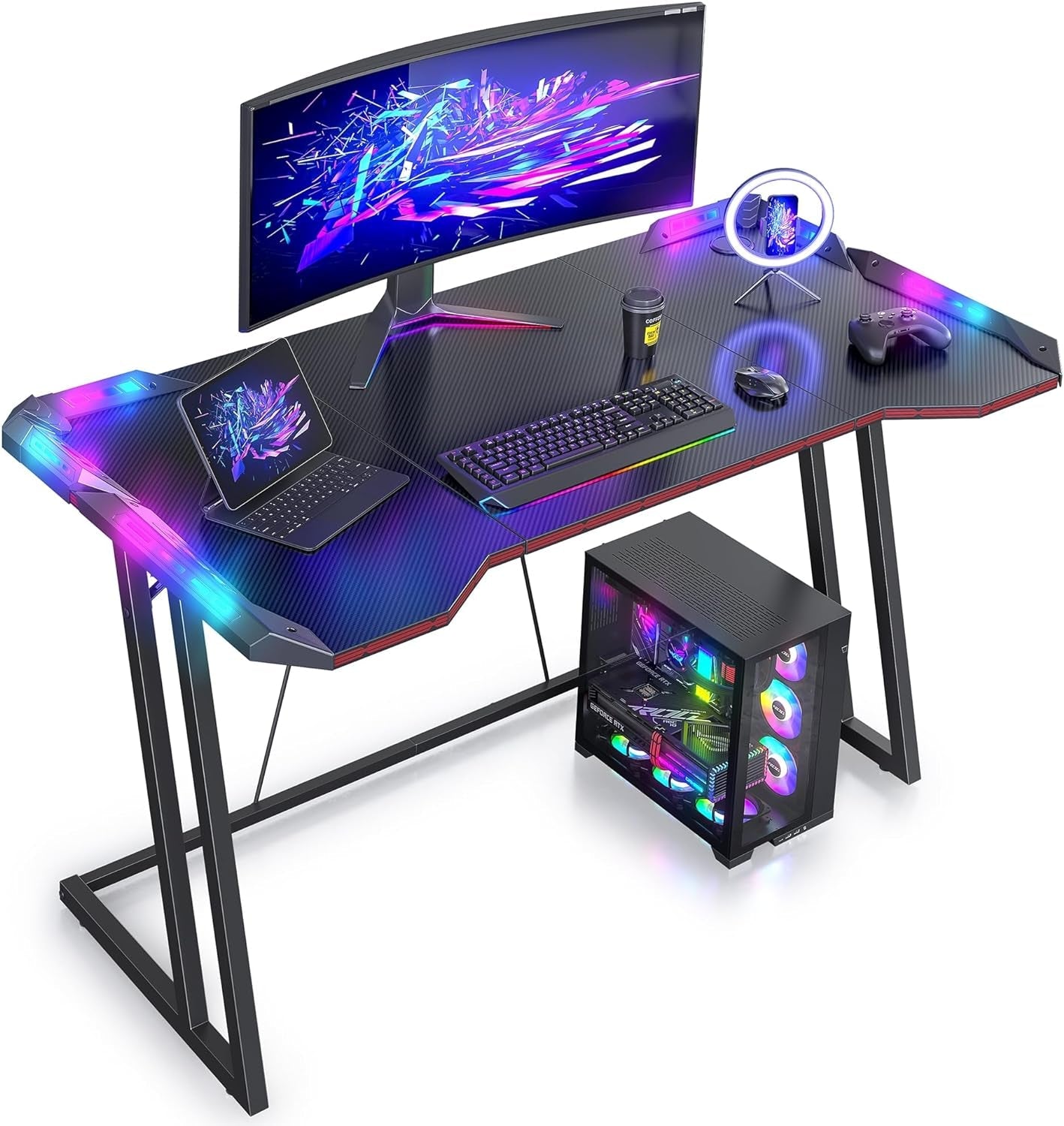 Cubicubi Simple Gaming Desk Z Shaped 47 Inch Gamer Workstation