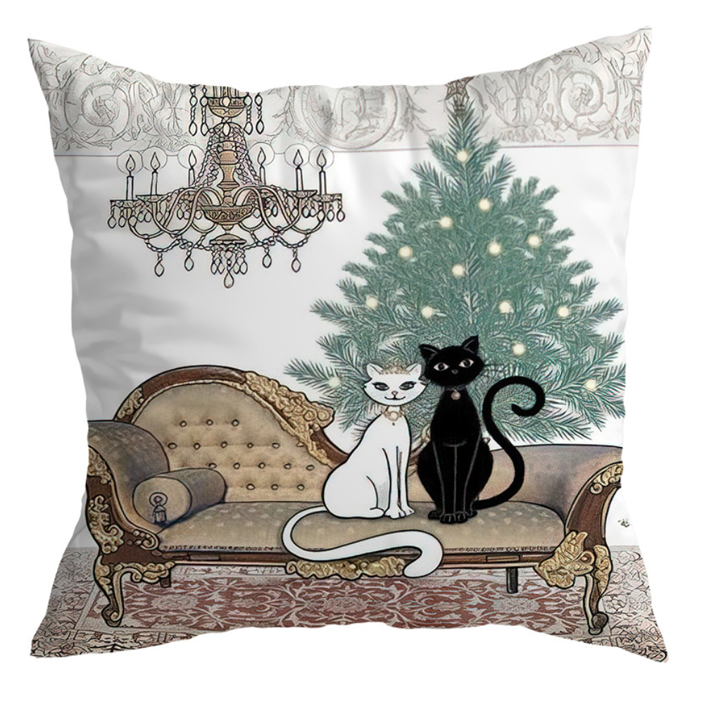 Vintage Black Cat Cushion Covers