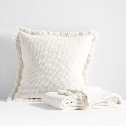 Weekend Arctic Ivory Organic Cotton 23"x23" Throw Pillow Cover