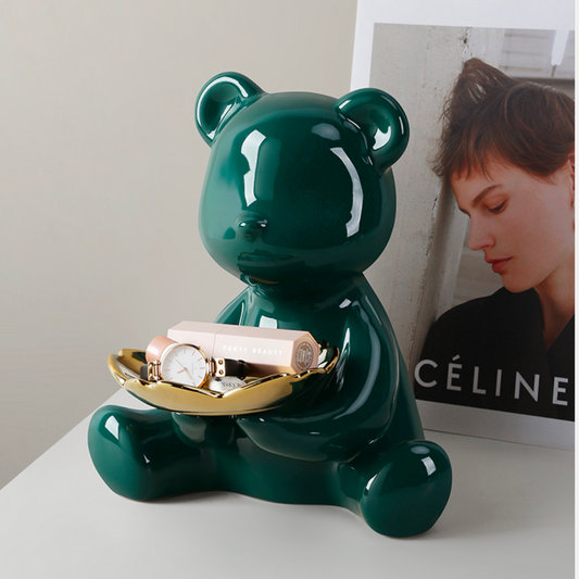 3D Resin Bear Figurine Decorative Tray