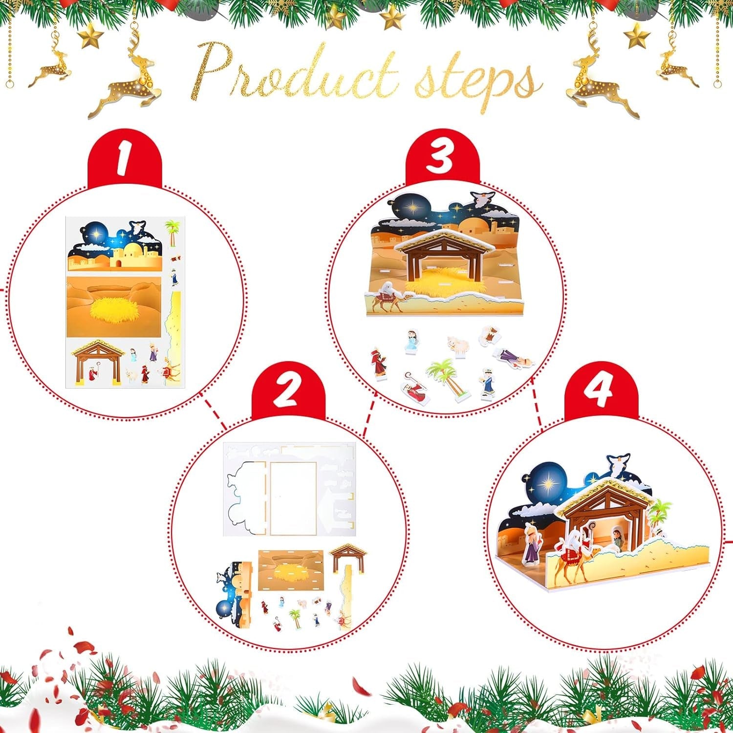 2 Pack Christmas Nativity Set Christmas Decorations Nativity Scene Birth of Baby Jesus Christmas Craft Kit Puzzle 3D Christmas Table Decorations Christmas Story Manger for Kids Christmas Table Decors Collectible Figurines Home & Kitchen Home Décor Accents Home Décor Products