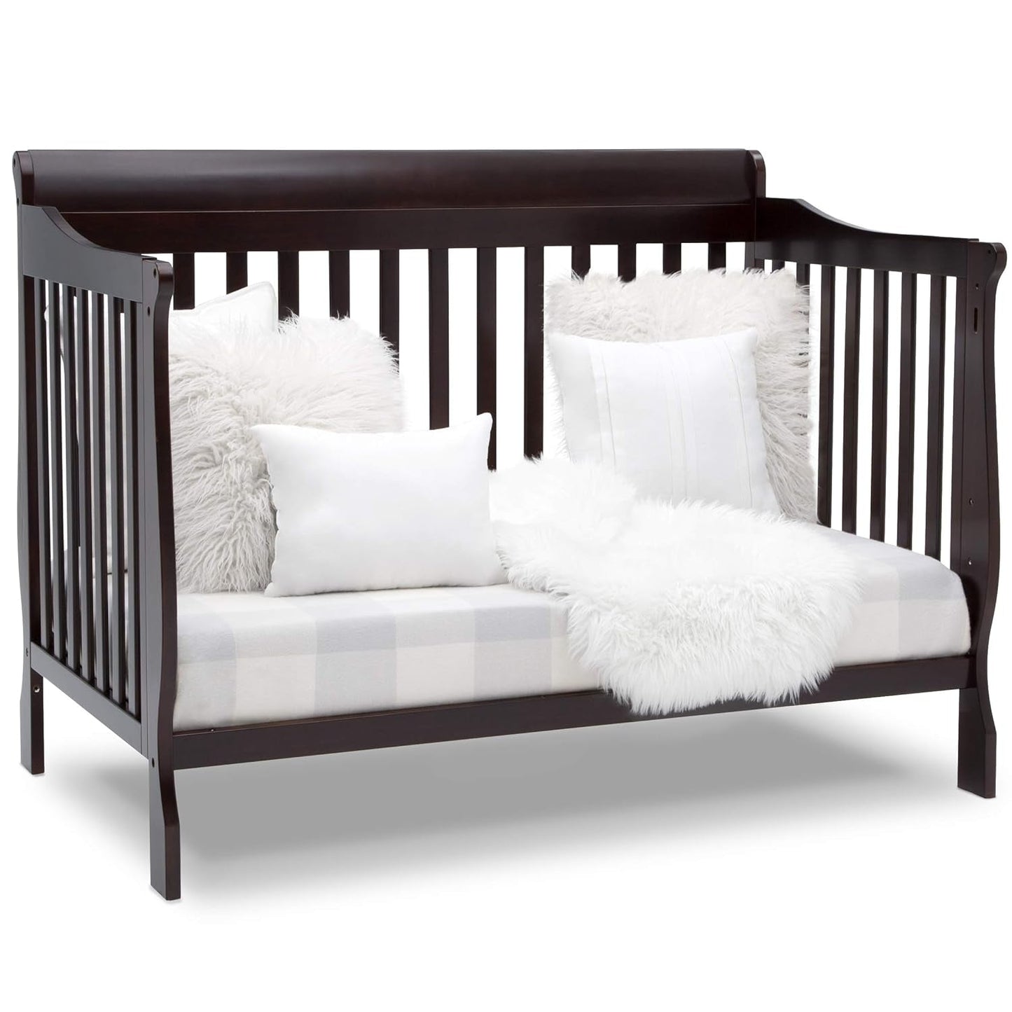 Canton Deluxe 6-In-1 Convertible Crib, Dark Chocolate Baby Products Cribs Furniture Infant & Toddler Beds Nursery