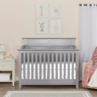 Dream on Me Fairview 4 in 1 Convertible Crib in Silver Grey Pearl, JPMA Certified, 3 Mattress Height Settings, Built of Durable & Sustainable Pinewood Baby Products Cribs Furniture Infant & Toddler Beds Nursery