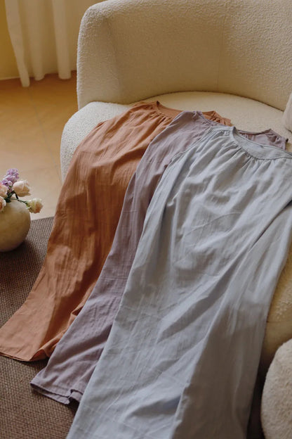 Cloud-Soft Crinkled Double Gauze Pajama Dress