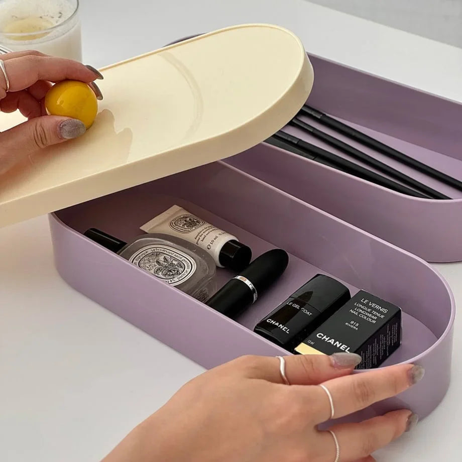 Smooth Colorblock ABS Makeup Organizer