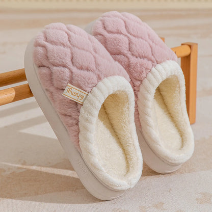 Plush Diamond Quilted Cotton House Slippers