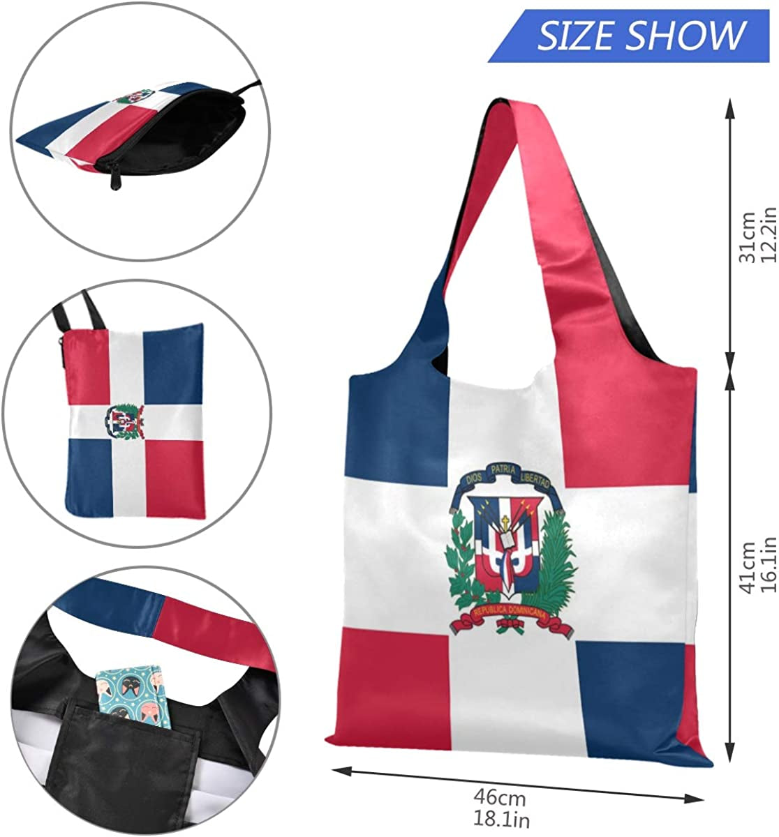 Tote Shopping Reusable Bags for Groceries Sturdy Gift Totes Large Volume Foldable Bags Barbados Flag Home & Kitchen Kitchen & Dining Luggage & Bags Reusable Grocery Bags Shopping Totes Storage & Organization Travel & To-Go Food Containers