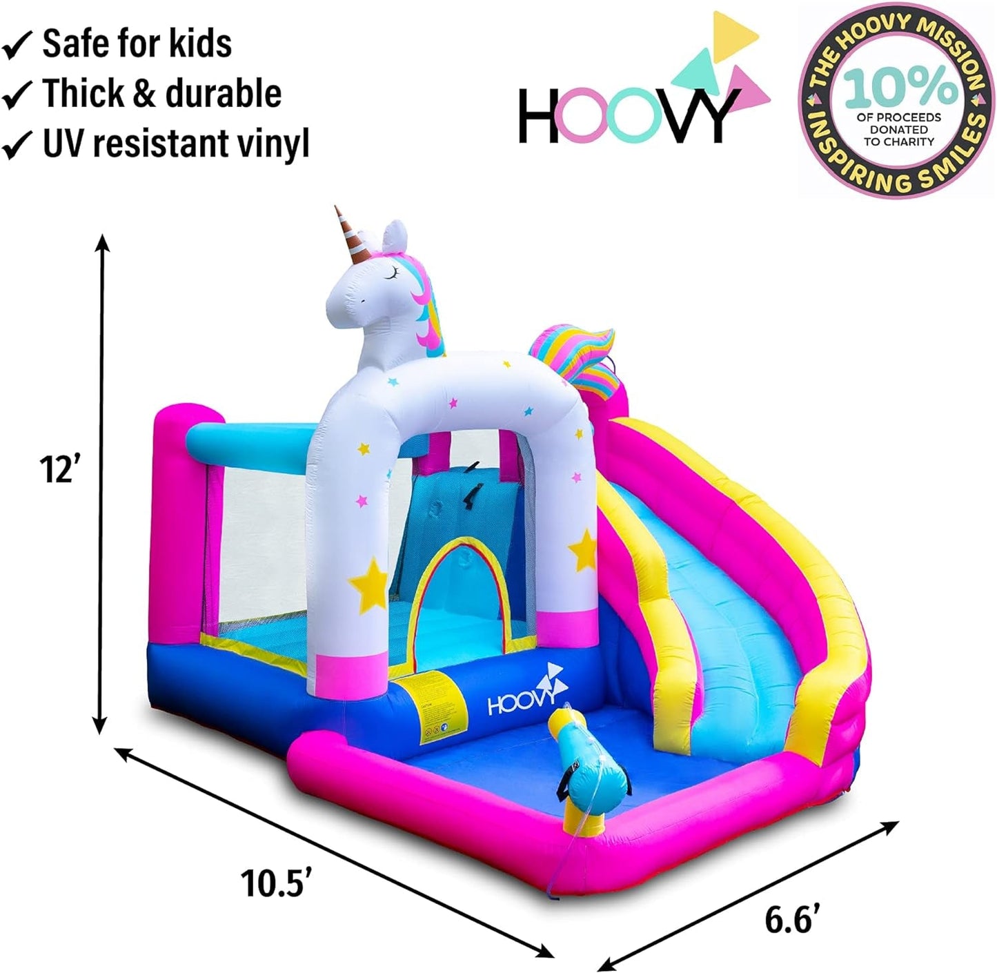 Giant Inflatable Bounce House Water Slide with Trampoline & Pool Easy to Set up with Blower & Carry Bag | 12 FT X 10.5 FT X 6.6 FT | Inflatable Bouncers Sports & Outdoor Play Toys & Games