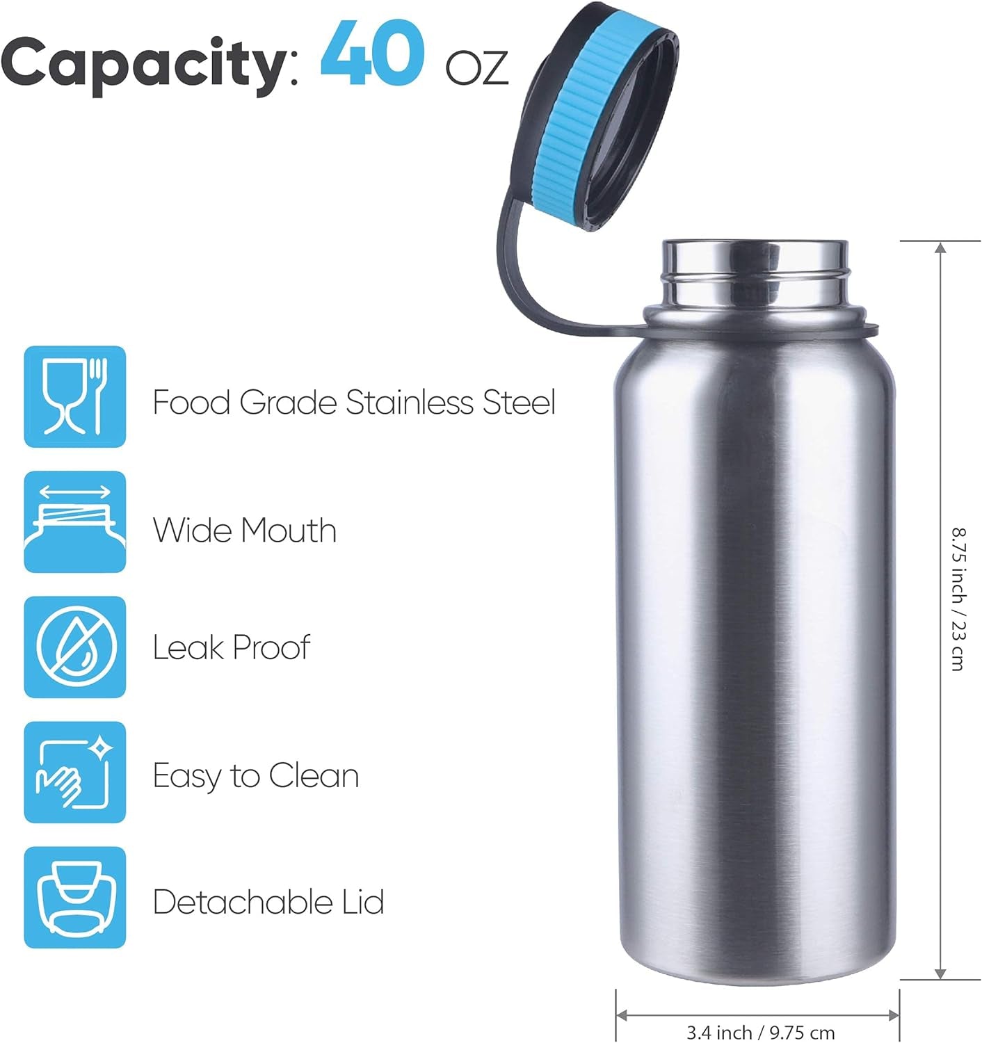 Canteen Stainless Steel Water Bottle with Nested Camping Cup and Lid for Bug Out Bag, Bushcraft Gear, Metal Canteen with a Wide Mouth Water Bottle and Mess Kit Camping & Hiking Canteens Hydration & Filtration Outdoor Recreation Sports & Outdoors