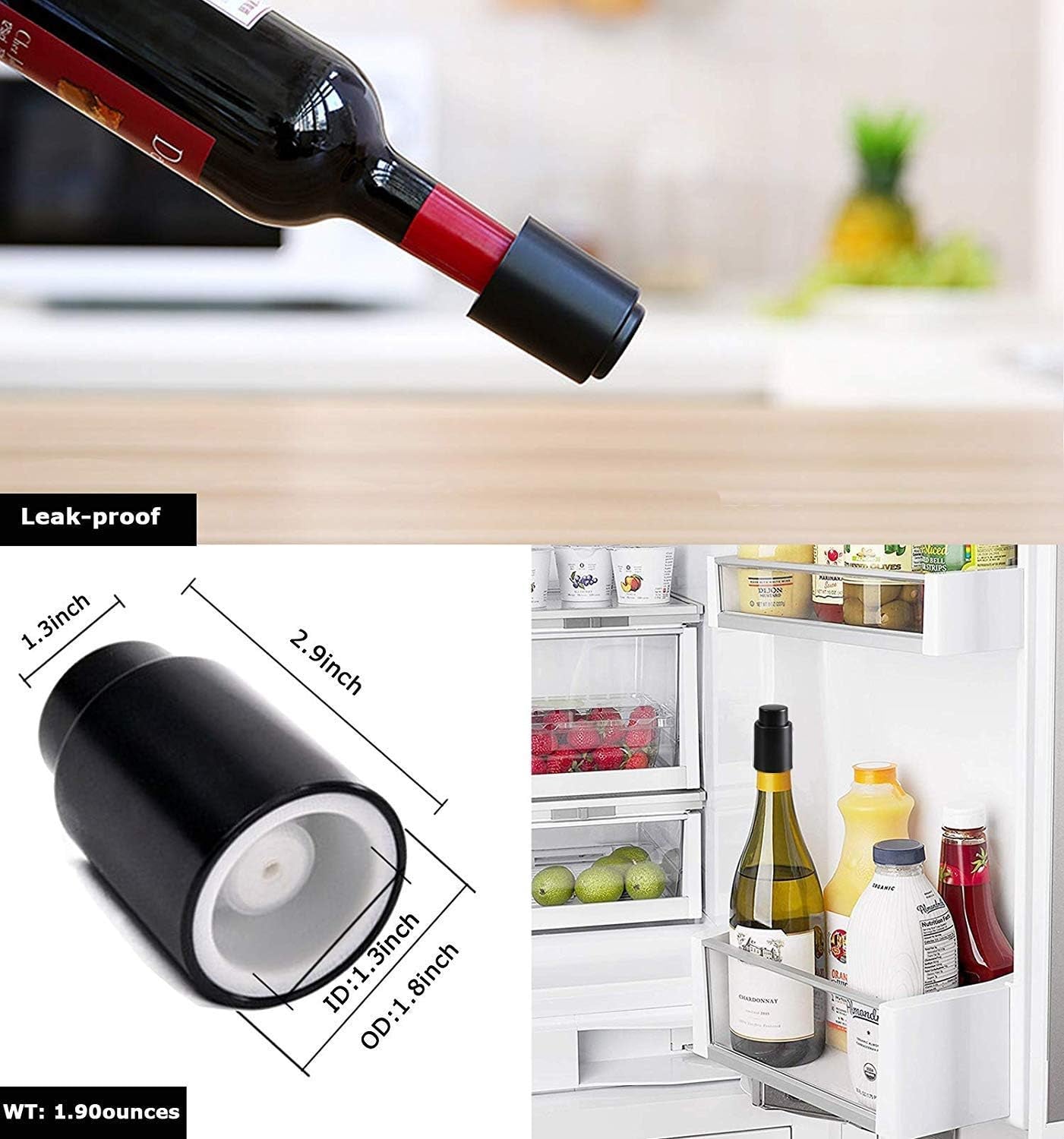 Beeconestore Wine Vacuum Pump Stoppers with Time Scale Record Saver Bottle Preserver Keeps Wine Fresh Reusable Wine Sealer Preserver Plastic Bottle Plug, Black (2 PACK) (Black) Bar & Wine Tools Home & Kitchen Kitchen & Dining Kitchen Utensils & Gadgets Wine Stoppers Wine Stoppers & Pourers