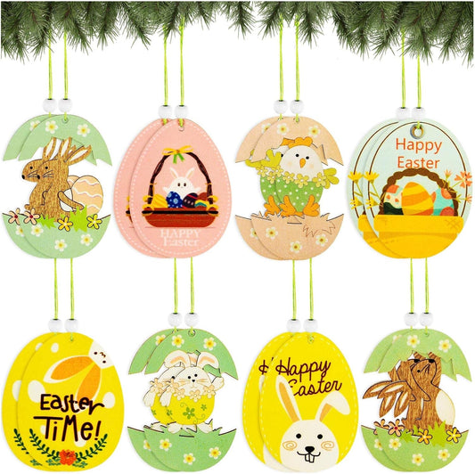 Eeaster Ornaments for Tree, 16 Pcs Spring Easter Wooden Ornaments, Easter Egg Bunny Tree Decoration for Party Home Farmhouse Indoor Outdoor Hanging Ornaments Home & Kitchen Home Décor Accents Home Décor Products