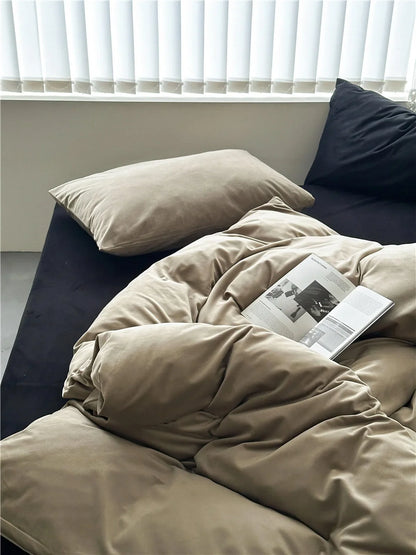 Plush Solid Color Velvet Bedding Set