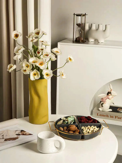 Ruched Frosted Ceramic Vase
