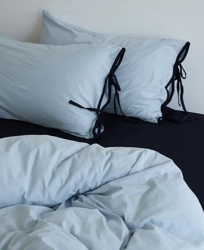 Soft Contrast Tie Washed Cotton Bedding Set