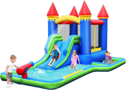 BOUNTECH Inflatable Water Bounce House, Giant Waterslide Park for Kids Backyard Fun Wet and Dry W/Splash Pool, Blow up Water Slides Inflatables for Kids and Adults Outdoor Party Gifts Inflatable Water Slides Pool Toys Pools & Water Toys Sports & Outdoor Play Toys & Games