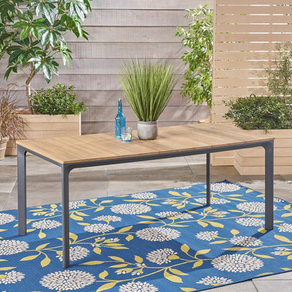 Christopher Knight Home Jace Outdoor Aluminum and Wood Dining Table, Natural Finish Dining Tables Lawn & Garden Patio Patio Furniture & Accessories Tables