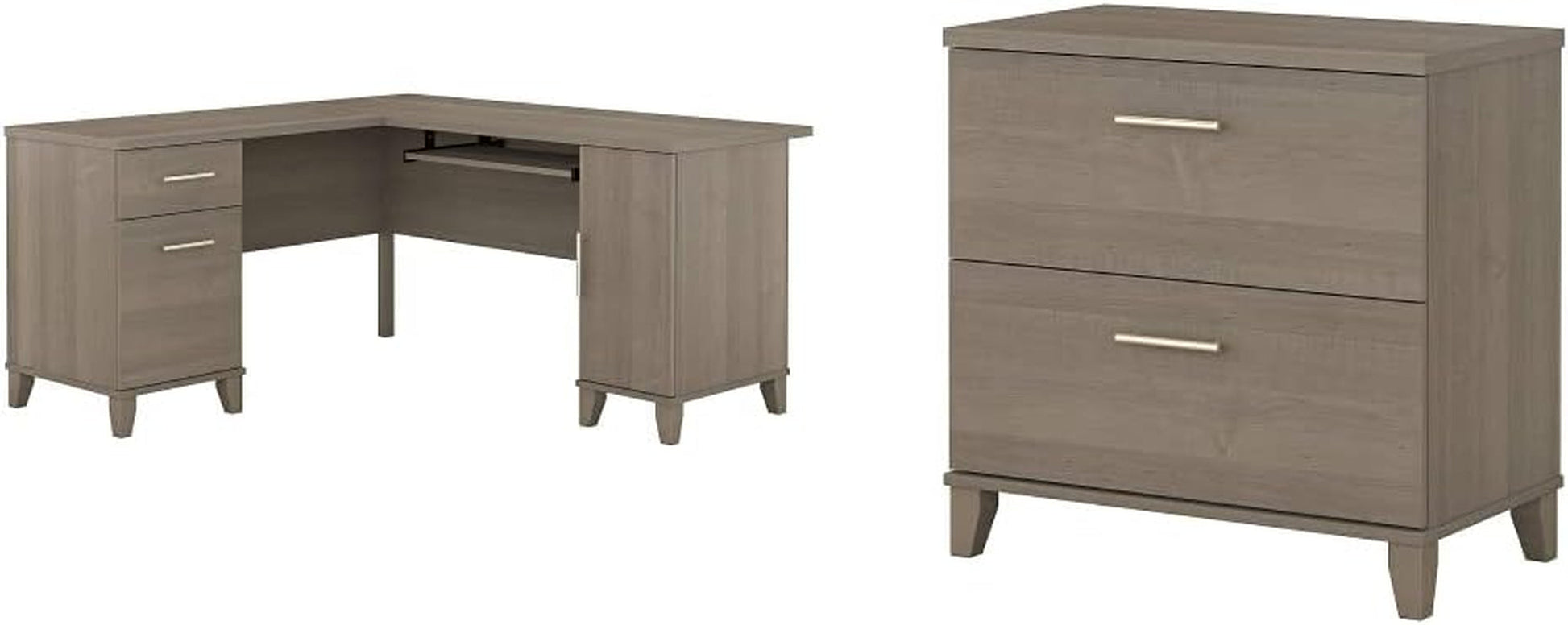 Bush Furniture Somerset L Shaped Desk with Storage and Lateral File Cabinet in Ash Gray Cabinets File Cabinets Lateral File Cabinets Office Furniture & Lighting Office Products Racks & Shelves