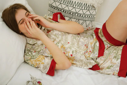 Silky Festive Berry Botanical Cotton Sateen Pajama Set
