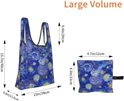 Starry Night Print Reuseable Grocery Bags Blue Sky Shopping Totes Art Foldable Waterproof Bag Storage Environmentally Fiendly (Starry Night) Home & Kitchen Kitchen & Dining Luggage & Bags Reusable Grocery Bags Shopping Totes Storage & Organization Travel & To-Go Food Containers