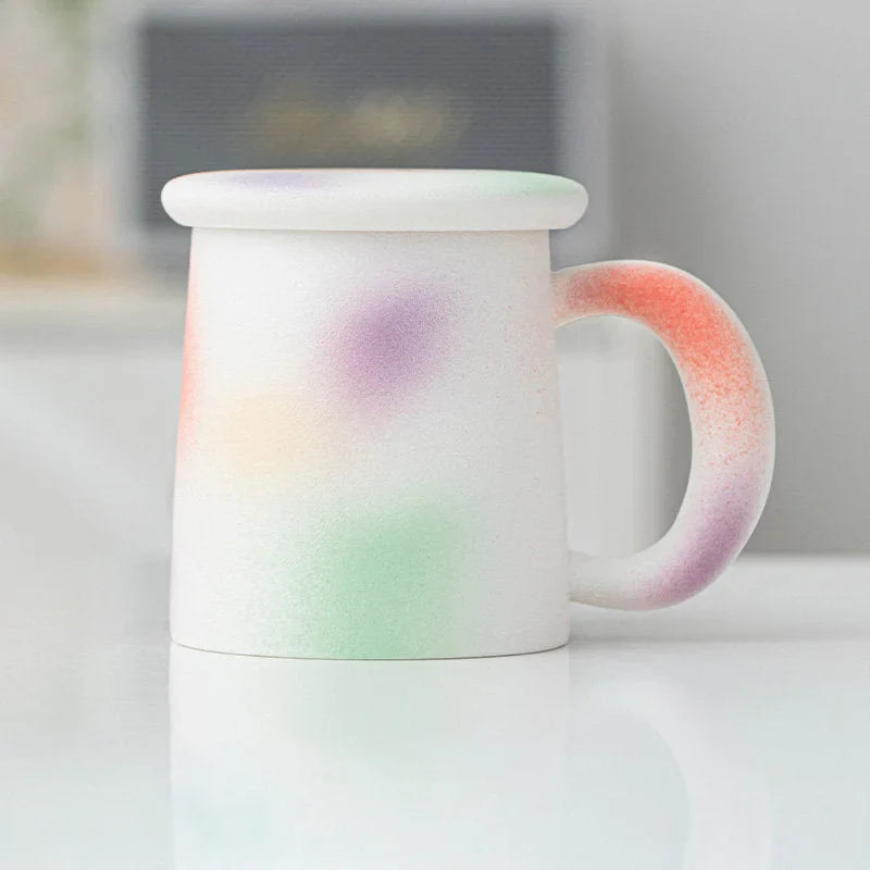Frosted Ombre Ceramic Mug with Lid