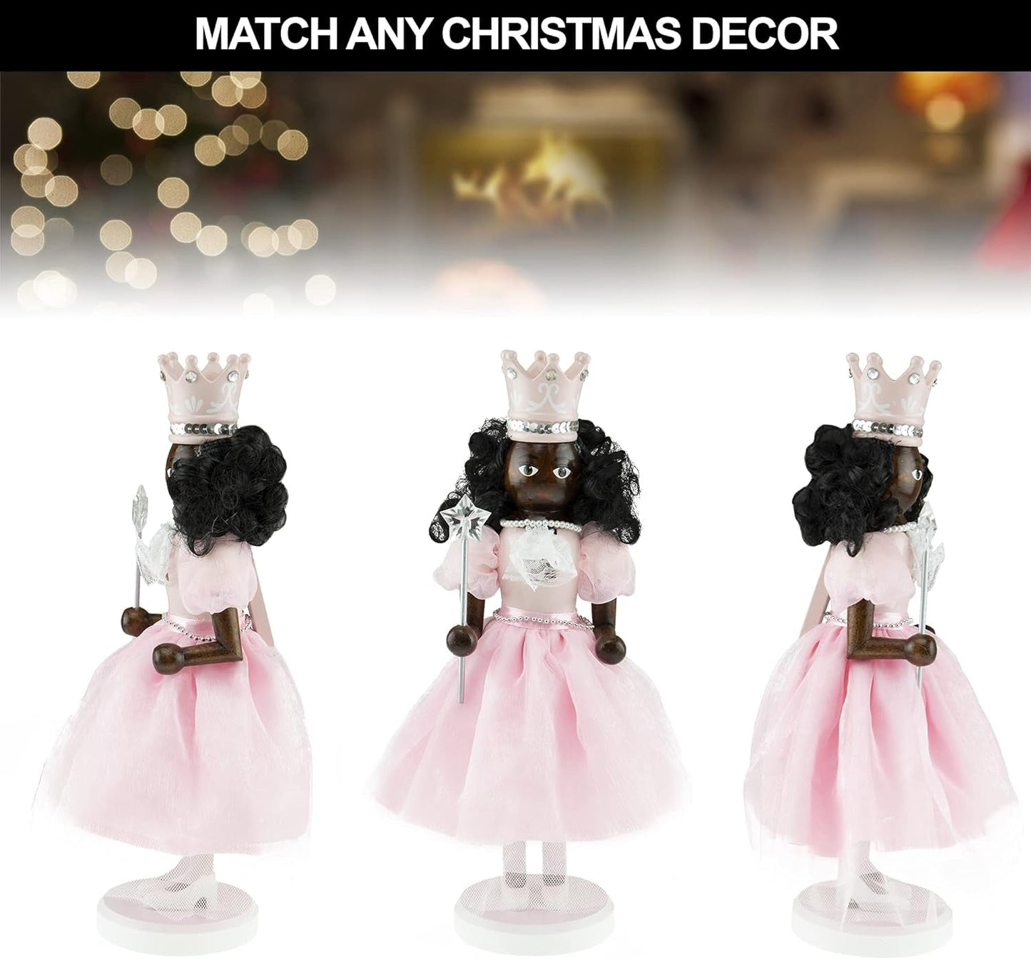 Clever Creations African American Fairy 14 Inch Traditional Wooden Nutcracker, Festive Christmas Décor for Shelves and Tables Home & Kitchen Nutcrackers Seasonal Décor