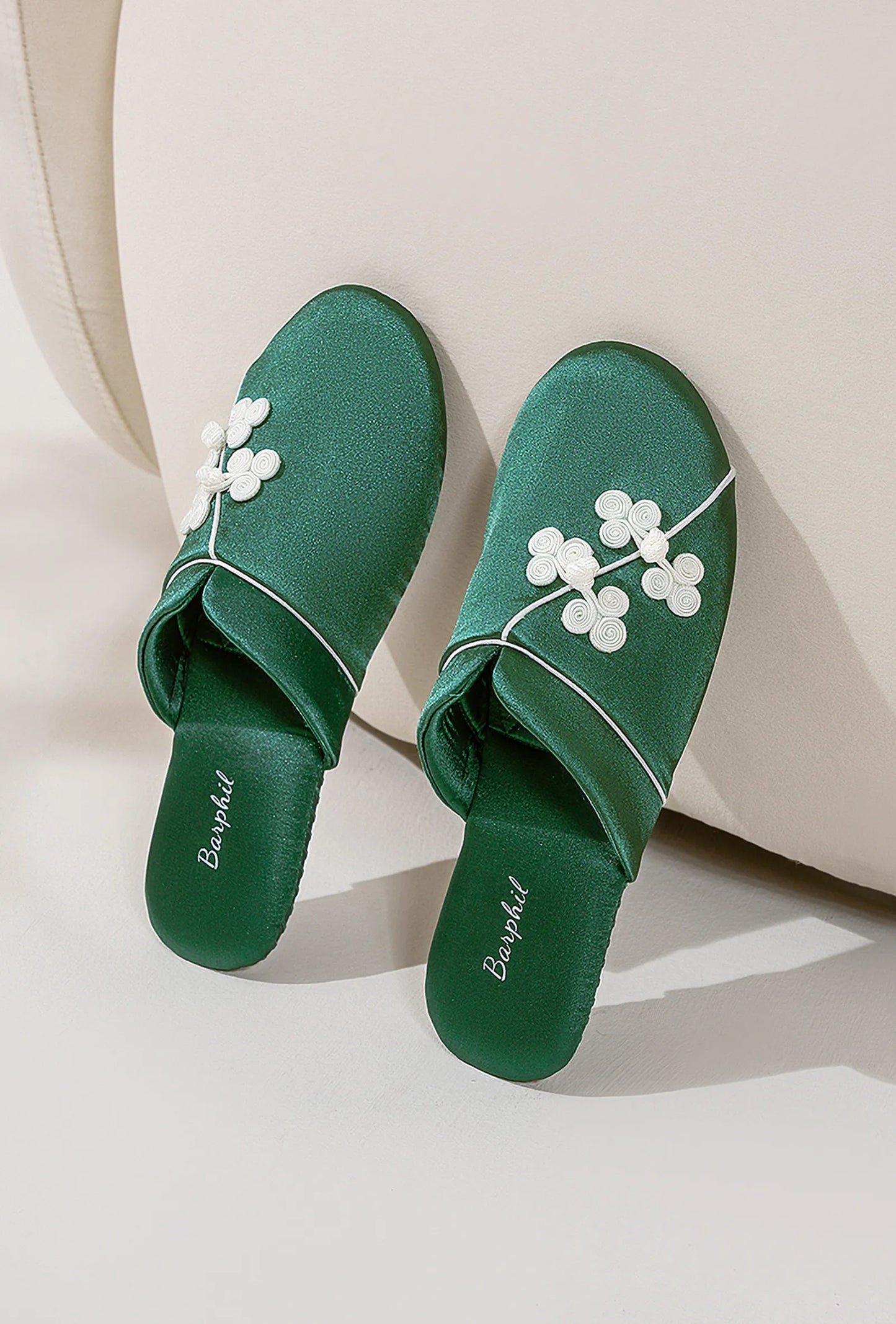 Silky Floral Knot Cotton Sateen House Slippers