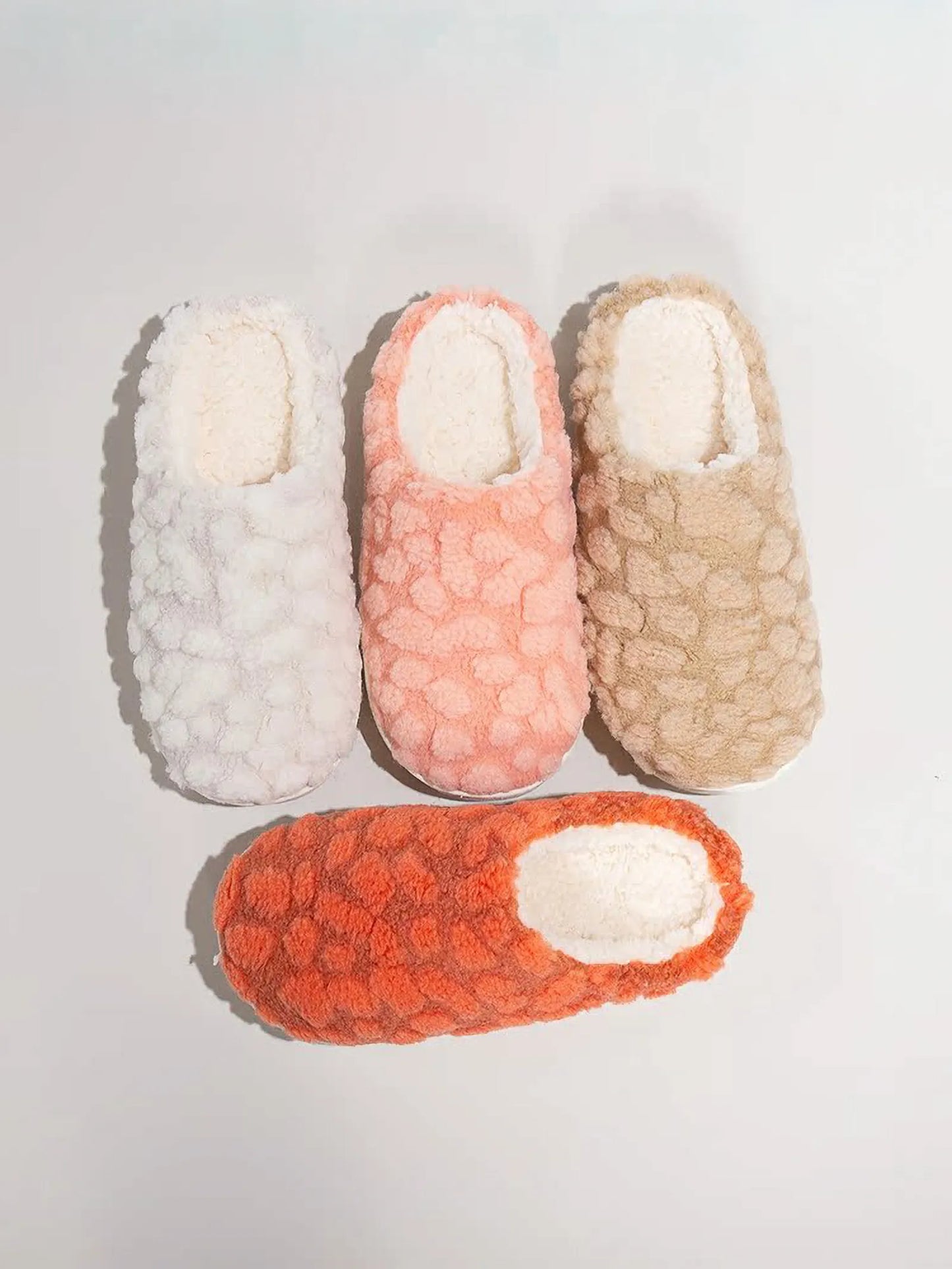 Plush Bubble Textured Fleece House Slippers