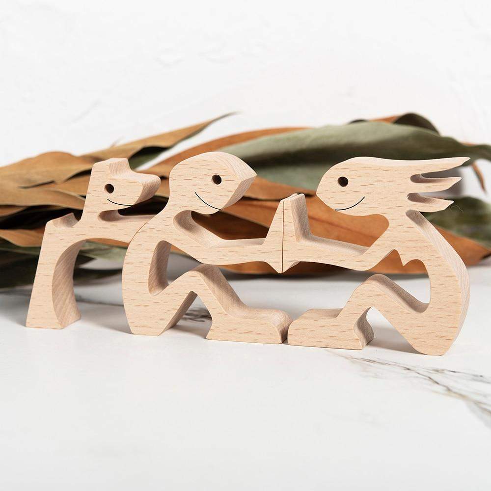 A Pet family Wood Craft Figurines