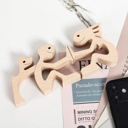 A Pet family Wood Craft Figurines