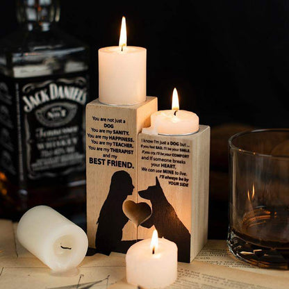 A Woman And Dog Candle Holder