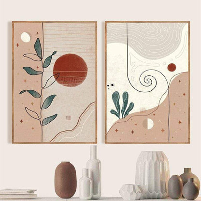 Abstract Boho Desert Plants Canvas Wall Art