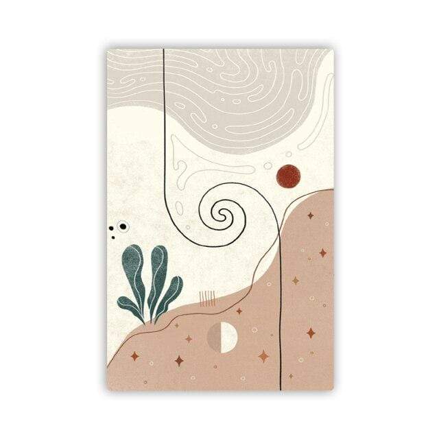 Arte abstracto de la pared de la lona de las plantas del desierto de Boho