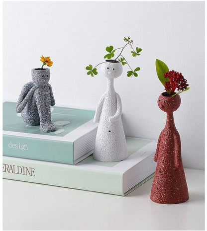 Abstract Character Miniature Figurines Vase