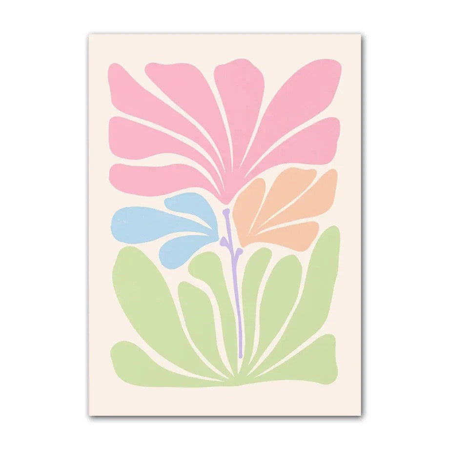 Minimalist Aesthetic Pastel Flowers Canvas Posters boho SUB CATEGORY_Posters