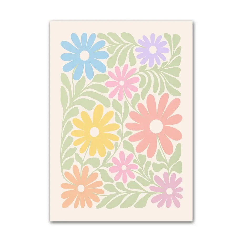 Minimalist Aesthetic Pastel Flowers Canvas Posters boho SUB CATEGORY_Posters