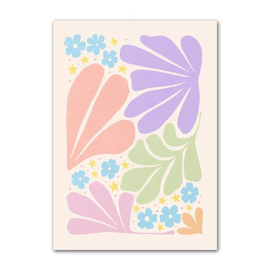 Minimalist Aesthetic Pastel Flowers Canvas Posters boho SUB CATEGORY_Posters