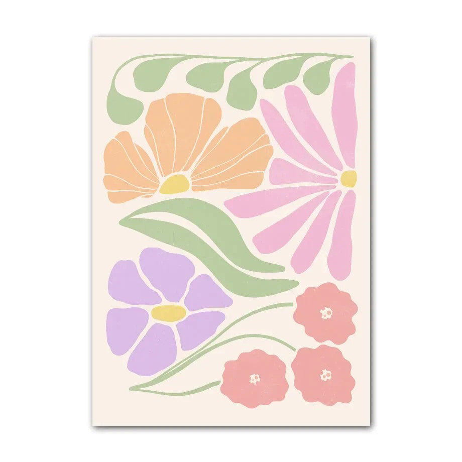 Minimalist Aesthetic Pastel Flowers Canvas Posters boho SUB CATEGORY_Posters
