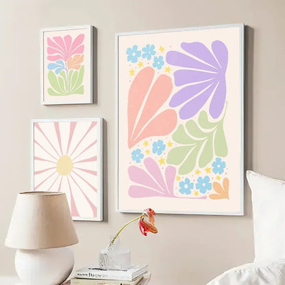 Minimalist Aesthetic Pastel Flowers Canvas Posters boho SUB CATEGORY_Posters