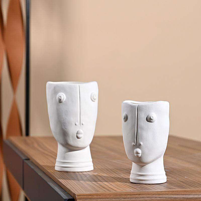 Abstract Face Garden Vase