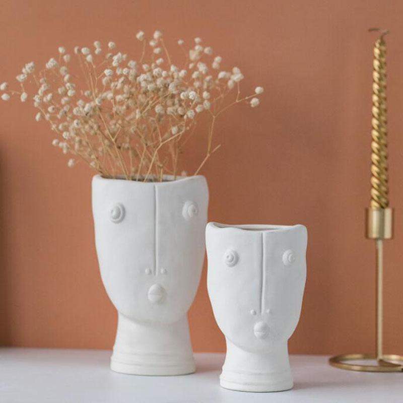 Abstract Face Garden Vase