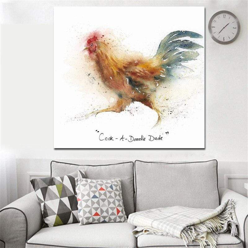 Abstract Rooster Canvas Wall Art